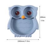 PandaEar Toddler Suction Plates, Stay Put Divided Baby Plates, Owl Shape BPA-Free 100% Food-Grade Silicone Unbreakable Baby Plate, Baby Feeding Supplies (Blue)