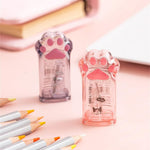 Cute Pink Cat Paw Pencil Sharpener Kawaii School Supplies Student Prize Kids Gift, Cute Pencil Sharpener