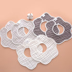 Muslin Cotton Baby Bibs, Adjustable Burp Cloths for Infant and Newborn, Machine Washable, 5 Pack