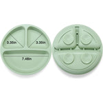 PandaEar Divided Unbreakable Silicone Baby and Toddler Plates - 3 Pack - Non-Slip - Microwave Safe - Silicone (Blue Green Brown)