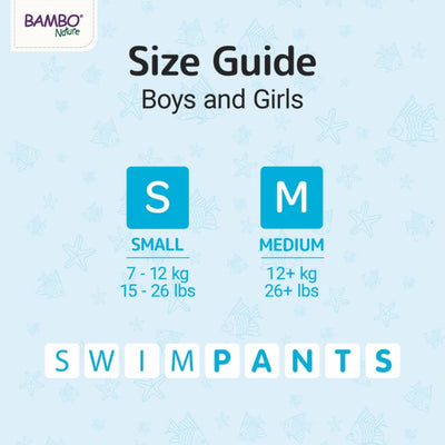 Bambo Nature Hypoallergenic Swim Pants, Eco-Labeled Swim Diapers, Double Leak Barriers - Small (12 Count)