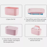 Baby Wipe Warmer, 3 Colors, thermostatical Control, PP Intelligent Adjustable Temperature to Use Infant Wipes Heater Car Charging ()