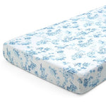 Delta Children Fitted Crib Sheets for Girls and Boys - 100% Organic Cotton Crib Sheet for Standard Crib and Toddler Mattresses - 28x52 Inch - GOTS Certified (Pack of 2), Blue Botanicals