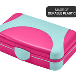 LockerMate by Bostitch Hard Pencil Case, Durable Plastic Pencil Box, Kid-Friendly Design, Pink & Blue