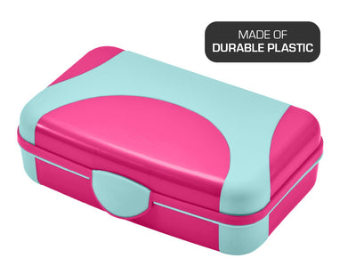 LockerMate by Bostitch Hard Pencil Case, Durable Plastic Pencil Box, Kid-Friendly Design, Pink & Blue