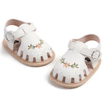 E-FAK Infant Baby Girls Sandals Summer Crib PU Leather Bowknot Soft Anti-Slip Rubber Sole Toddler First Walkers Shoes(12-18 Months, 22 White)