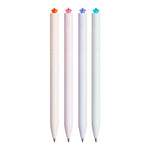 Kaco FIRST Gel Pens Cute Stationery Black Ink, 0.7 mm Medium Point, Aesthetic Cute Star Pens for Journaling (4 Bright Colors)