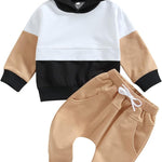 Thorn Tree Infant Baby Boys Pants Set Hooded Solid Sweatshirt Top Pocket Elastic Waist Pants 2Pcs Outfits Fall Winter Suit