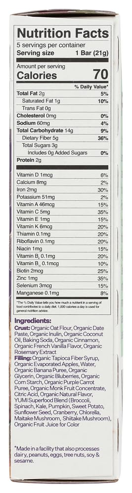 Yumi Organic Blueberry & Purple Carrot Toddler Bars, 3.7 OZ