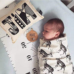 Mibote Baby Growth Height Chart Handing Ruler Wall Decor for Kids, Canvas Removable Height Growth Chart 79" x 7.9" (Black & White)