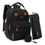 Dikaslon Diaper Bag Backpack with Portable Changing Pad, Pacifier Case and Stroller Straps, Large Unisex Baby Bags for Boys Girls, Multipurpose Travel Back Pack Moms Dads, Black