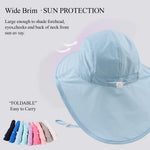 Toddler Summer Hat with Neck Flap Waterproof Kids Swim Hat Baby UV Protection Sun Hats Beach Cap for Boys Girls (1-4 Years, Sky Blue)