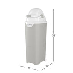 Foundations Tall Diaper Pail with Airtight Lid - Durable & Odorless Diaper Disposal, Large Capacity, Holds up to 60 Newborn Diapers, Refill with Any Bags, Baby Registry Gift - Gray (9612057)