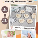 Lictin Baby Gift Set for Boys Girls, Baby Shower Gifts, Neutral Newborn Gifts Basket with Baby Blanket, Wooden Monthly Milestone Cards, Elephant Security Blanket, Rattle Socks and Wrist (Grey)