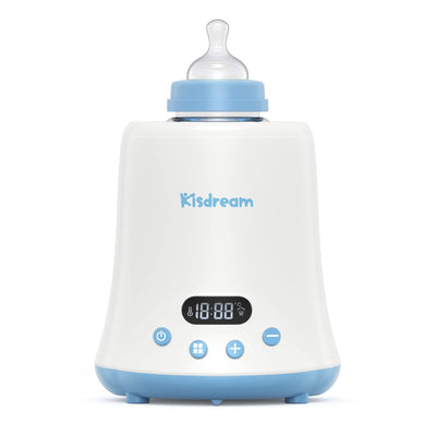 Baby bottle warmer with digital display and control buttons on a white background