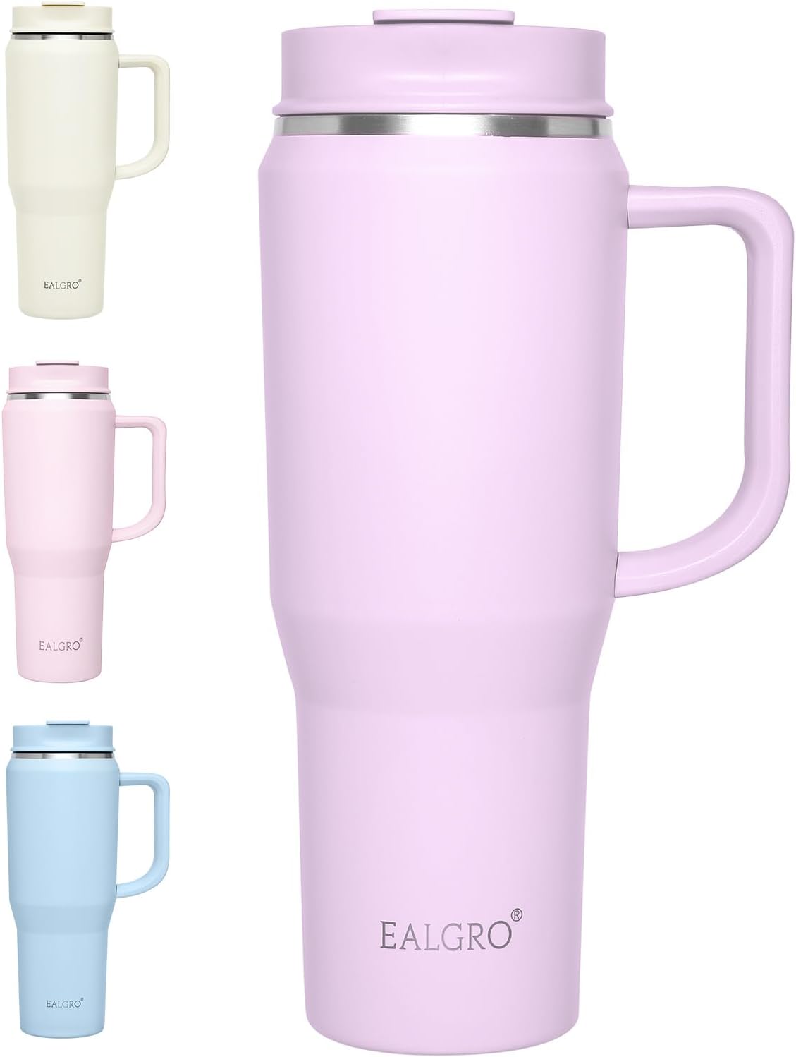 40 oz Tumbler with Handle, Insulated Tumblers with Lid and Straw, Large Metal Sports Water Bottle Jug, Thermal Stainless Steel Travel Coffee Mug Cup, Black