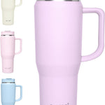 40 oz Tumbler with Handle, Insulated Tumblers with Lid and Straw, Large Metal Sports Water Bottle Jug, Thermal Stainless Steel Travel Coffee Mug Cup, Black