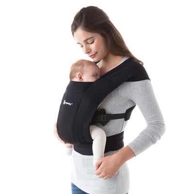 Ergobaby Embrace Newborn Baby Carrier for Infants 0-12 Months (7-25 lbs) - Ergonomic 2-Position Infant Carrier with Head and Neck Support, Hip-Healthy Positioning - Pure Black