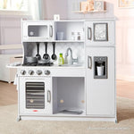 Melissa & Doug Wooden Chef's Kitchen Set for Kids with Play Kitchen Accessories & “Ice” Cube Dispenser, Preschool Learning Toys for Girls & Boys 3+, Cloud White - FSC Certified