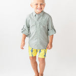 RUGGEDBUTTS Boys UPF50+ Sun Protection Animal Swim Trunks - Jawsome, 8