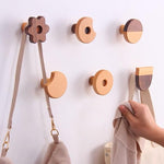 WONQEXZ Wall Hook,Child Baby Nursery Wood Wall Hook,Natural Biscuit Coat Hooks,Wooden Hooks,Children Wall Mounted Hook,Set of 6