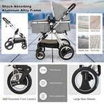 BABY JOY Baby Stroller, 2-in-1 Convertible Bassinet Reclining Stroller, Foldable Pram Carriage with 5-Point Harness, Including Cup Holder, Foot Cover, Diaper Bag, Aluminum Structure, Gray