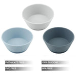 PandaEar 3 Pack Baby Suction Bowls|Silicone Food Bowls First Stage Feeding for Baby Toddler Infant Kids| Food Grade Soft Safe BPA-Free Silicone Toddler Bowls -Blue/Gray