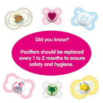 MAM Perfect Baby Pacifier, Patented Nipple, Developed with Pediatric Dentists & Orthodontists, 2 Pack, 0-3 Months, Girl