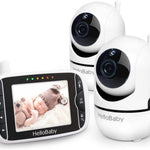 HelloBaby Baby Monitor with Remote Pan-Tilt-Zoom Camera and 3.2'' LCD Screen, Infrared Night Vision (Black)