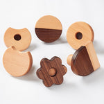 WONQEXZ Wall Hook,Child Baby Nursery Wood Wall Hook,Natural Biscuit Coat Hooks,Wooden Hooks,Children Wall Mounted Hook,Set of 6