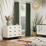 Babyletto Scoot 6-Drawer Dresser in White and Natural Walnut, Greenguard Gold Certified