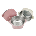 PandaEar 3 Pack Stainless Steel Baby Suction Bowls, Non-Slip Child Food Bowl with Silicone Sleeve for Kids Toddlers Infants, Unbreakable & Mess Free (Pink)
