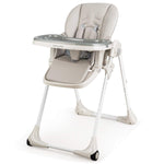 BABY JOY Convertible High Chair for Babies & Toddlers, Height Adjustable, Grow & Go High Chair w/Recline & Footrest, Removable Double Tray, Portable Baby Dinning Chair with Wheels (Gray)