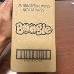 Boogie Antibacterial Hand Wipes by Boogie, Alcohol Free, Hypoallergenic and Moisturizing Aloe, Hand Wipes for Kids and Adults -100 Total Wipes (5 Packs of 20)