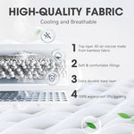 HYLEORY Queen Size Waterproof Mattress Protector Viscose Made from Bamboo Cooling Mattress Pad Cover Breathable Soft 3D Air Fabric Noiseless Washable Fitted Sheet with Deep Pocket Up to 21"