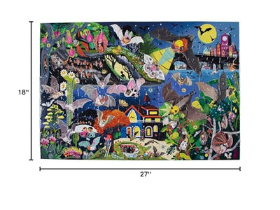 eeBoo 100 Piece Puzzle for Kids - Love of Bats Children's Puzzle Glows in The Dark, Large Pieces for Small Hands to Develop Motor Skills