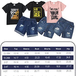 Kucnuzki Toddler Boy Clothes 2T 3T Boys Clothes Black Shirt Blue Jeans Shorts 2 Piece Outfits Short Set Little Boy Clothes 2 3 Year Old Boy Clothes