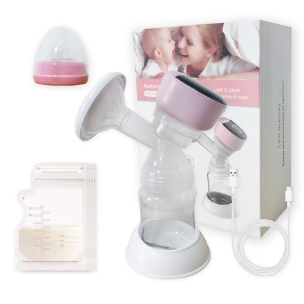 Breast pump set with accessories on a white background
