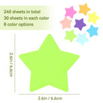 Yuntop 8 Color Star Shape Sticky Notes, 240 Sheets, Self-Sticky Note Pads for School Office Home