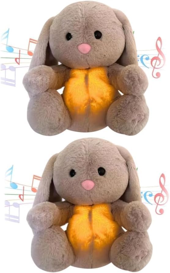 Breathing Stuffed Rabbit: Portable Plush Toy with Light and Sound for Soothing Anxiety and Improving Sleep in Adults and Children (1PC)