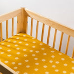Babyletto 100% Organic Cotton All-Stages Midi Crib Sheet, GOTS-Certified, Fitted 360°, Ultra-Soft and Breathable Muslin - Golden Hour