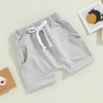 Baby Kids Boys 3 Pcs Set Summer Beach Short Trousers Casual Shorts Drawstring Pants (Black Brown Grey, 0-6 Months)
