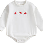 Amiblvowa My First Christmas Baby Boy Girl Outfit Long Sleeve Oversized Crewneck Sweatshirt Shirt Bubble Romper Xmas Clothes