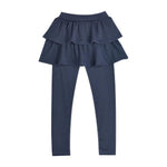 Toddler Girls' Leggings with Skirt Cotton Ruffle Tutu Skirt Soft Solid Pants for Kids (Navy, 18-24 Months)