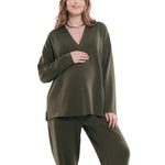 Motherhood Maternity Women's Long Sleeve V-Neck Scuba Pullover Nursing Hoodie, Deep Depths, X-Large
