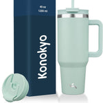 30 oz Tumbler with Handle and 2 Straws,2 in 1 Lid Insulated Water Bottle Stainless Steel Travel Coffee Mug,Blue Haze