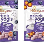 Happy Baby Organics Greek Yogis Freeze-Dried Greek Yogurt and Fruit Snacks, Strawberry Banana, 1 Ounce (Pack of 1) packaging may vary