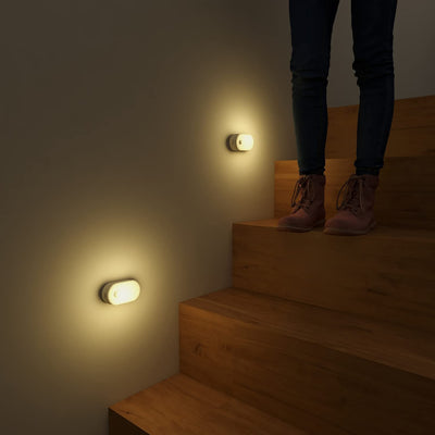 Lyridz Rechargeable Battery Night Light, Stick on Mini Motion Sensor Light Indoor Warm White 1-20LM LED Light with Stepless Adjustable Brightness for Bedroom, Kitchen, Stairs, Hallway, 2-Pack