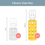 Lifefactory 9-Oz Glass Baby Bottle with Stage 2 Nipple and Protective Silicone Sleeve Mango
