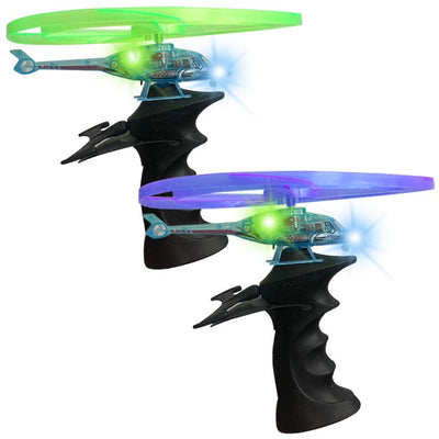 ArtCreativity Light Up Flying Helicopter Toys for Kids – Set of 2 with LED Lights, Handheld Launcher, Soars Over 8 Feet – Outdoor Indoor Party Favors, Birthday Gifts for Boys & Girls Ages 3+